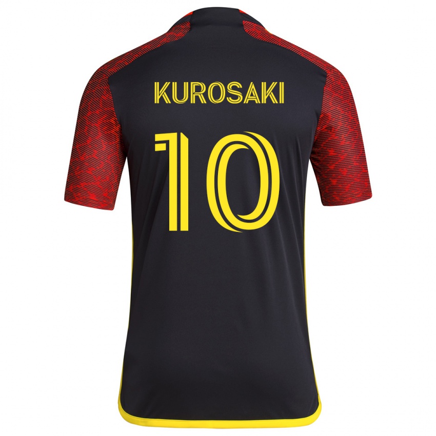 Børn Yuuka Kurosaki #10 Rød Sort Udebane Spillertrøjer 2024/25 Trøje T-Shirt