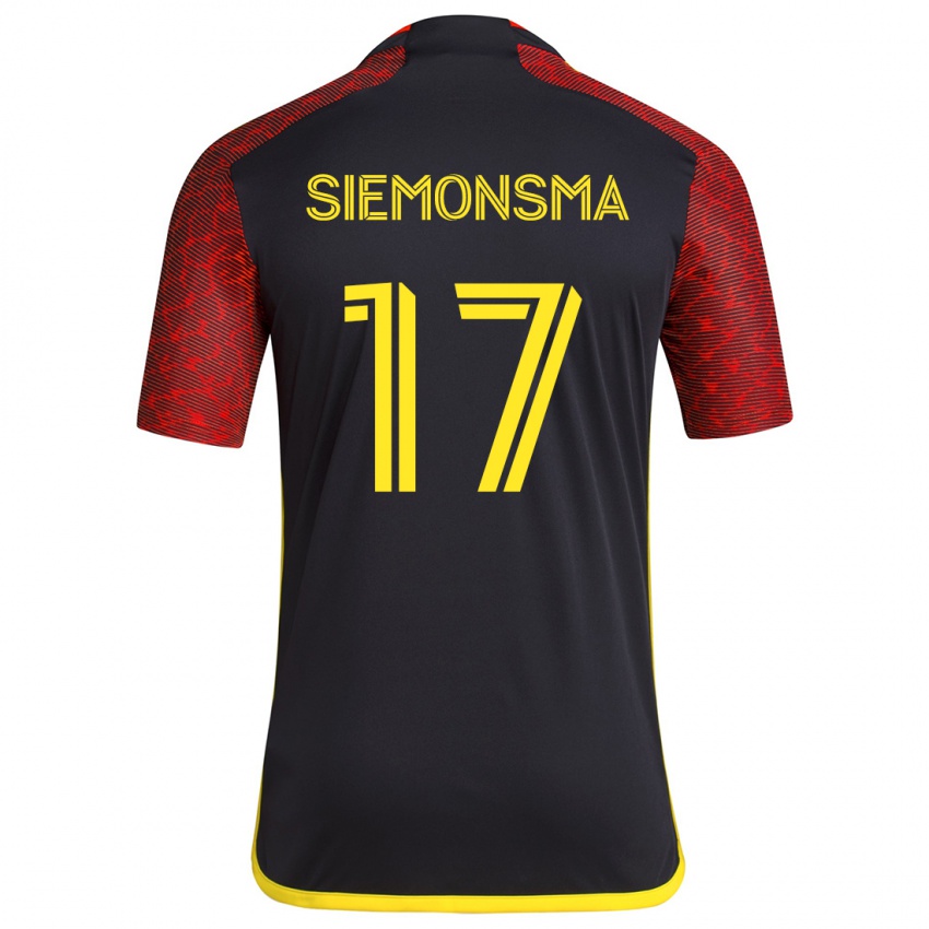 Børn Sianna Siemonsma #17 Rød Sort Udebane Spillertrøjer 2024/25 Trøje T-Shirt