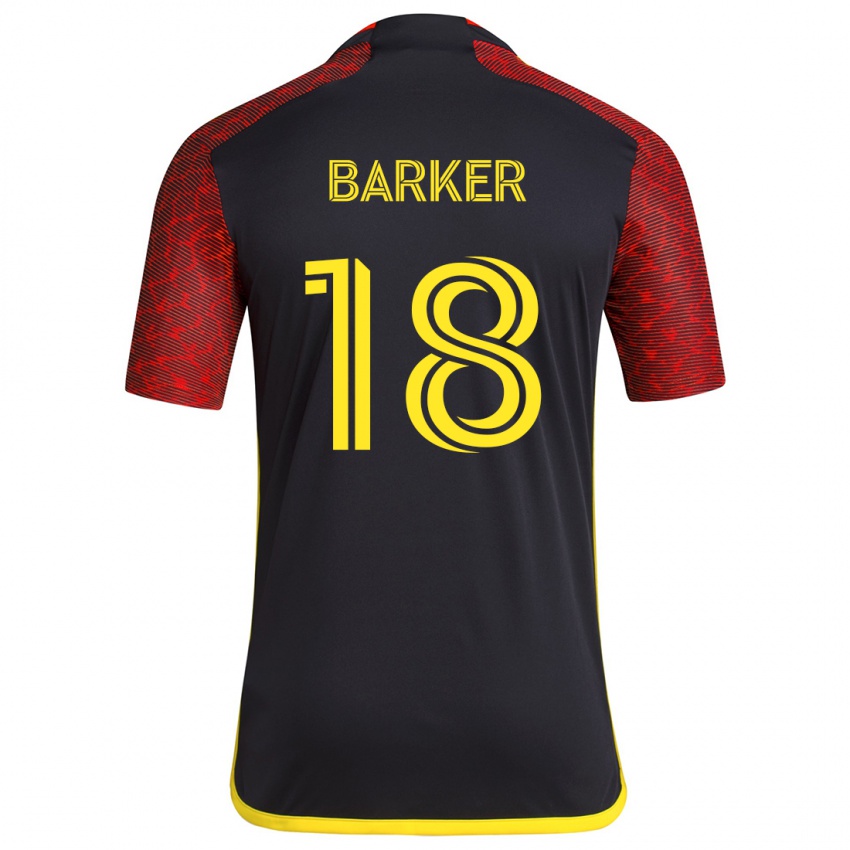 Børn Alicia Barker #18 Rød Sort Udebane Spillertrøjer 2024/25 Trøje T-Shirt