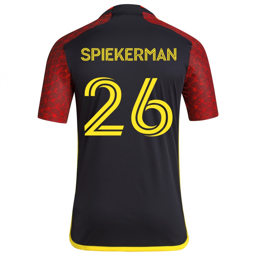 Børn Stephanie Spiekerman #26 Rød Sort Udebane Spillertrøjer 2024/25 Trøje T-Shirt