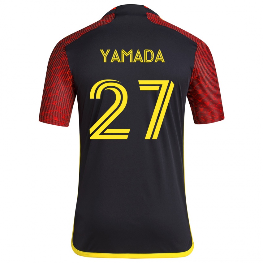 Børn Hikari Yamada #27 Rød Sort Udebane Spillertrøjer 2024/25 Trøje T-Shirt