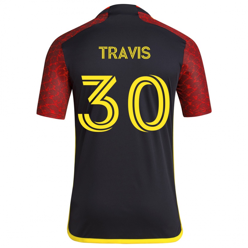 Børn Riley Travis #30 Rød Sort Udebane Spillertrøjer 2024/25 Trøje T-Shirt