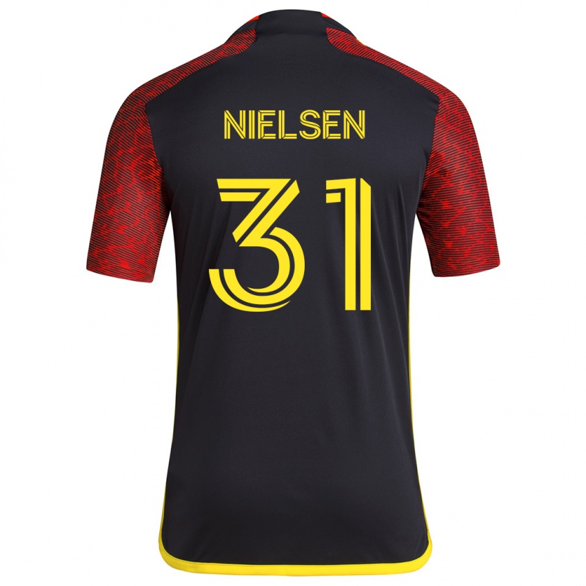 Børn Madeline Nielsen #31 Rød Sort Udebane Spillertrøjer 2024/25 Trøje T-Shirt