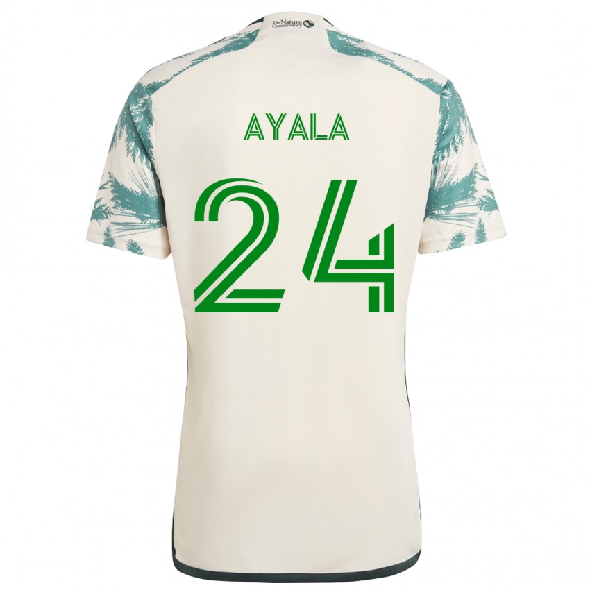 Børn David Ayala #24 Beige Brun Udebane Spillertrøjer 2024/25 Trøje T-Shirt