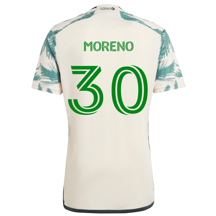 Børn Santiago Moreno #30 Beige Brun Udebane Spillertrøjer 2024/25 Trøje T-Shirt