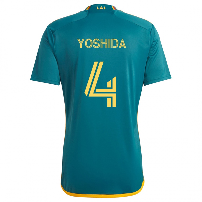 Børn Maya Yoshida #4 Grøn Gul Udebane Spillertrøjer 2024/25 Trøje T-Shirt