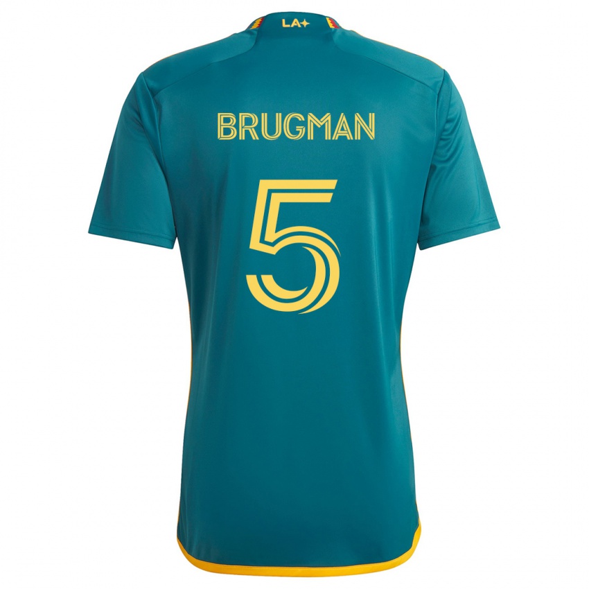 Børn Gastón Brugman #5 Grøn Gul Udebane Spillertrøjer 2024/25 Trøje T-Shirt