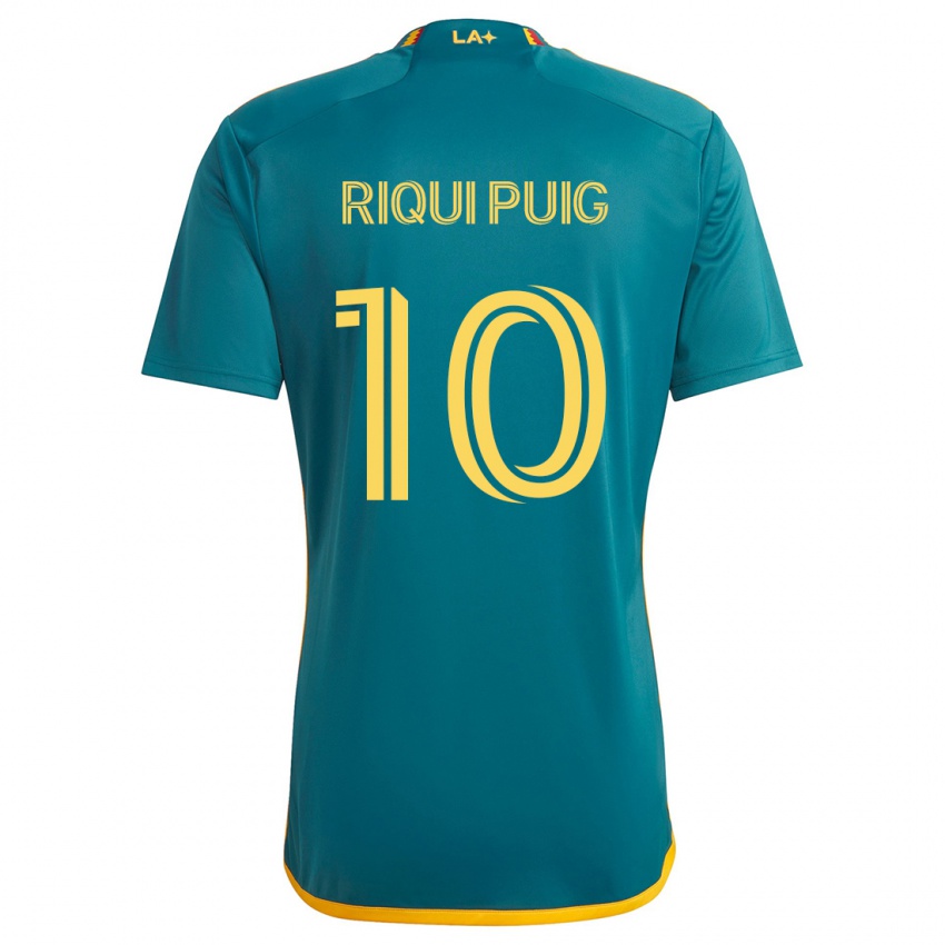 Børn Riqui Puig #10 Grøn Gul Udebane Spillertrøjer 2024/25 Trøje T-Shirt