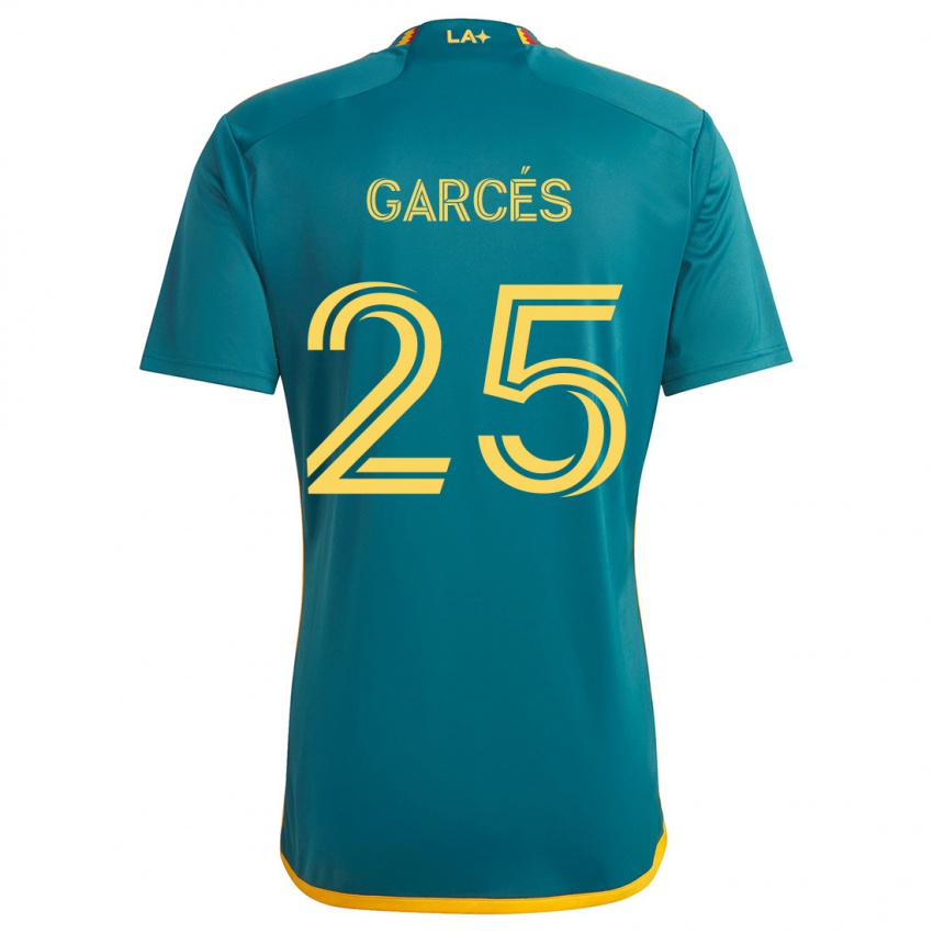 Børn Carlos Garcés #25 Grøn Gul Udebane Spillertrøjer 2024/25 Trøje T-Shirt