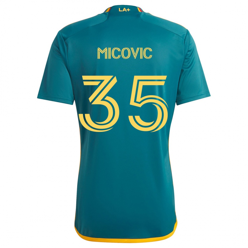 Børn Novak Micovic #35 Grøn Gul Udebane Spillertrøjer 2024/25 Trøje T-Shirt