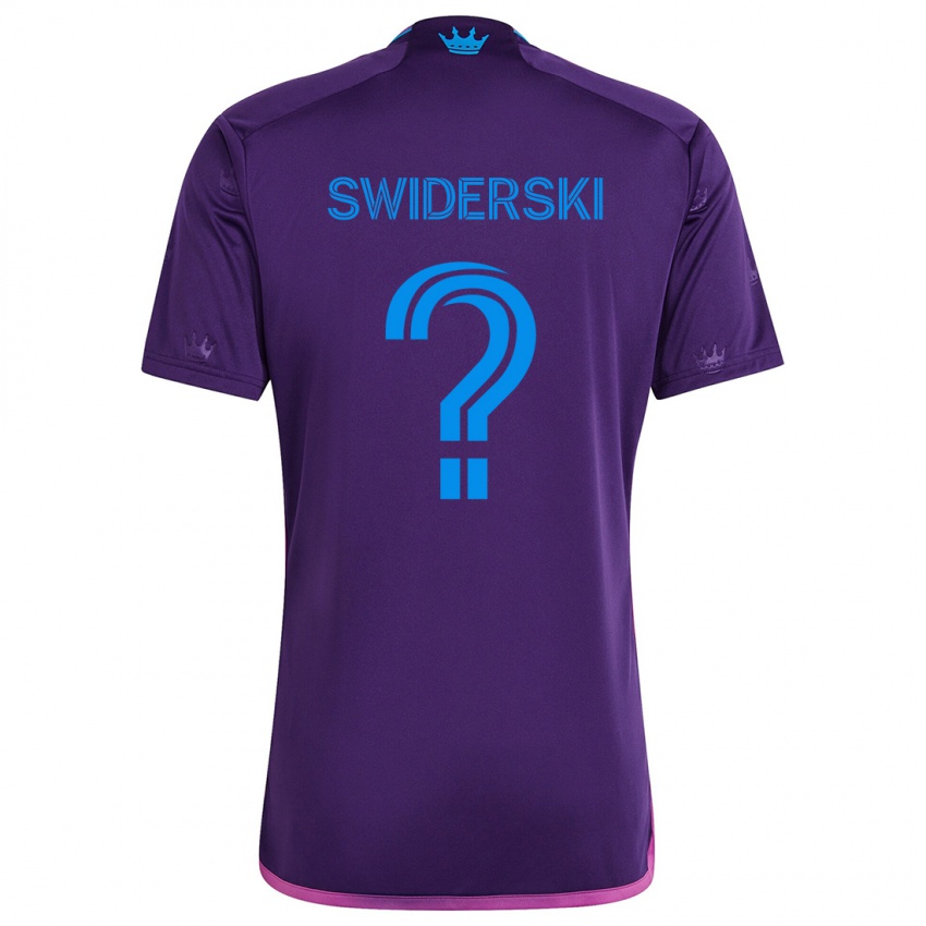 Børn Karol Swiderski #0 Lilla Blå Udebane Spillertrøjer 2024/25 Trøje T-Shirt