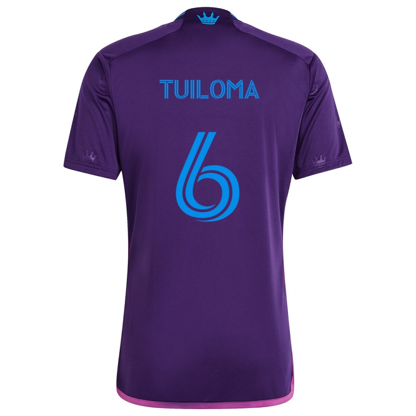 Børn Bill Tuiloma #6 Lilla Blå Udebane Spillertrøjer 2024/25 Trøje T-Shirt