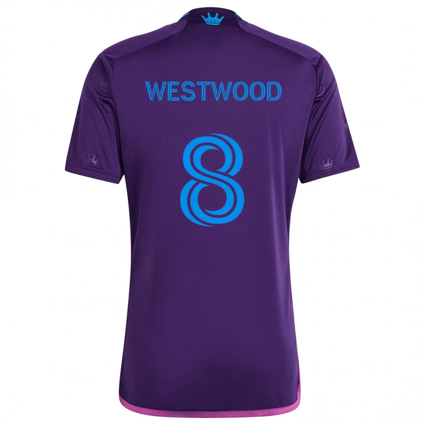 Børn Ashley Westwood #8 Lilla Blå Udebane Spillertrøjer 2024/25 Trøje T-Shirt