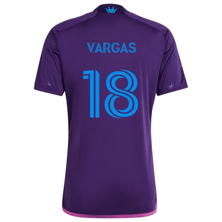 Børn Kerwin Vargas #18 Lilla Blå Udebane Spillertrøjer 2024/25 Trøje T-Shirt