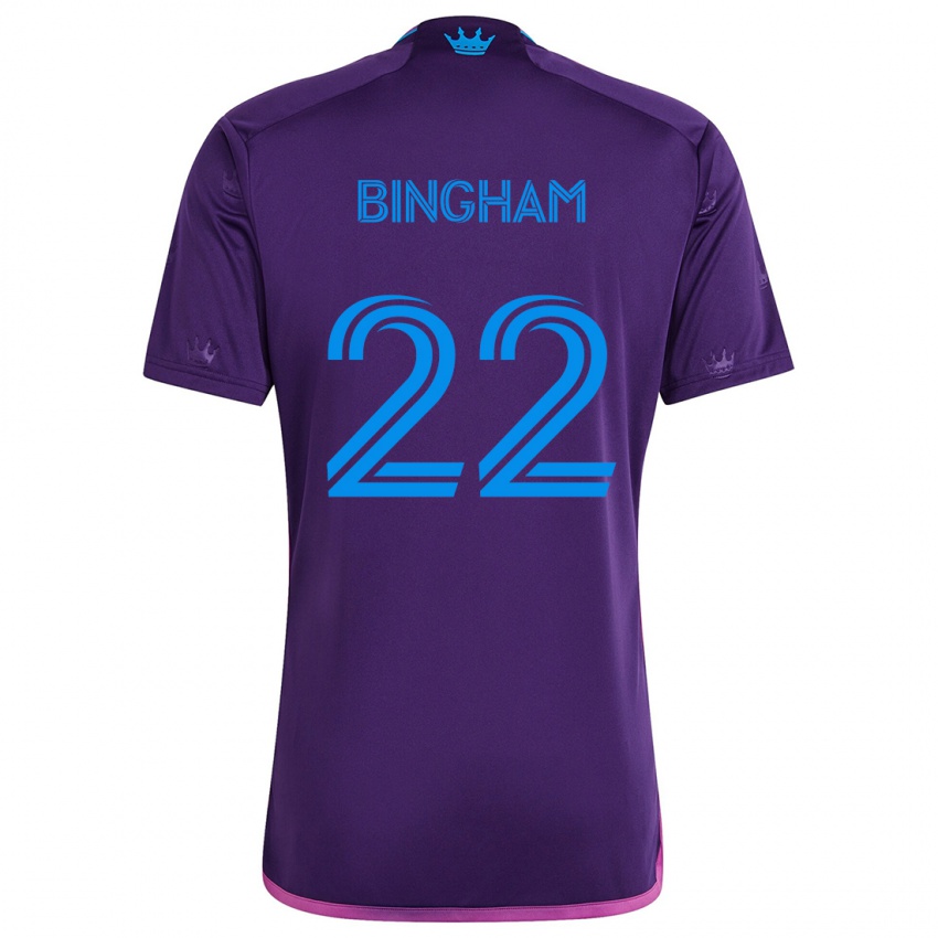 Børn David Bingham #22 Lilla Blå Udebane Spillertrøjer 2024/25 Trøje T-Shirt