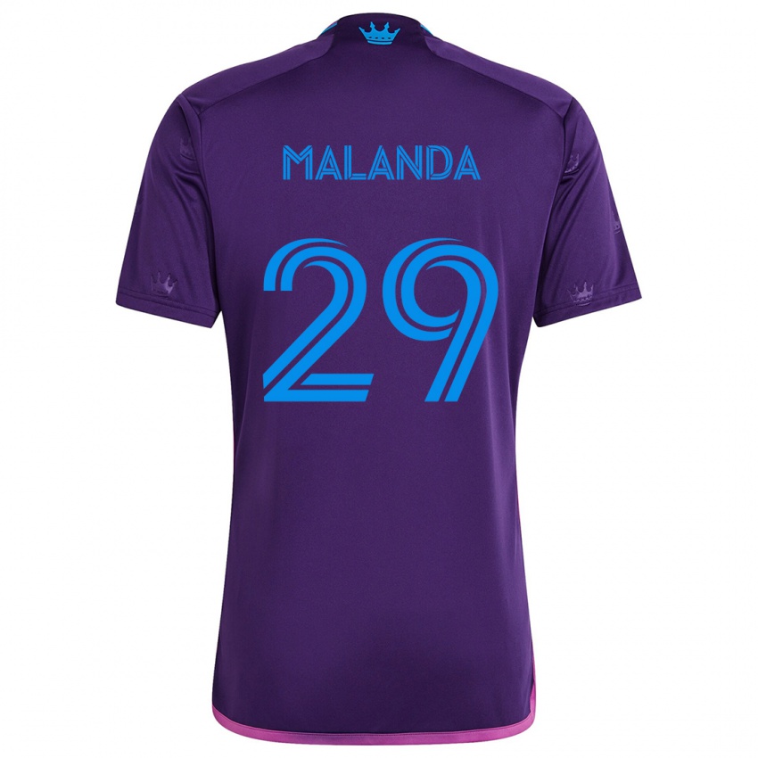 Børn Adilson Malanda #29 Lilla Blå Udebane Spillertrøjer 2024/25 Trøje T-Shirt