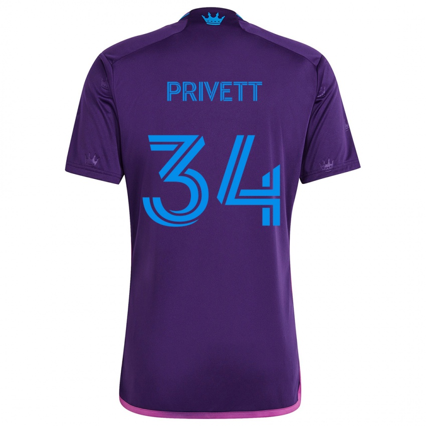 Børn Andrew Privett #34 Lilla Blå Udebane Spillertrøjer 2024/25 Trøje T-Shirt