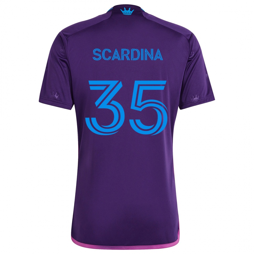 Børn Nick Scardina #35 Lilla Blå Udebane Spillertrøjer 2024/25 Trøje T-Shirt