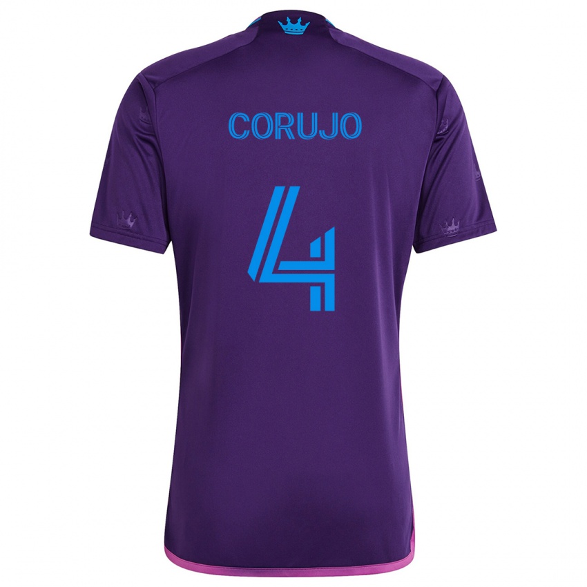 Børn Guzmán Corujo #4 Lilla Blå Udebane Spillertrøjer 2024/25 Trøje T-Shirt