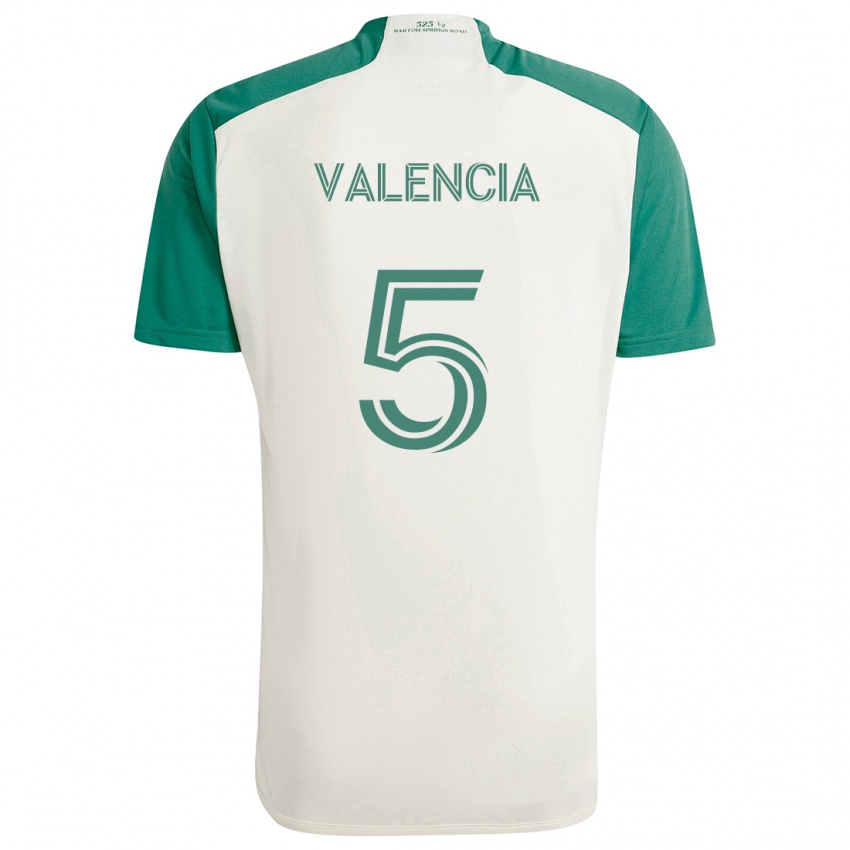 Børn Jhojan Valencia #5 Solbrune Farver Grøn Udebane Spillertrøjer 2024/25 Trøje T-Shirt