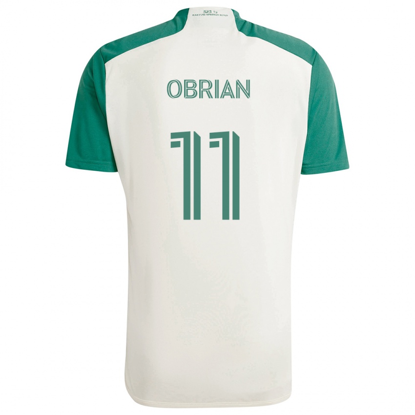 Børn Jáder Obrian #11 Solbrune Farver Grøn Udebane Spillertrøjer 2024/25 Trøje T-Shirt