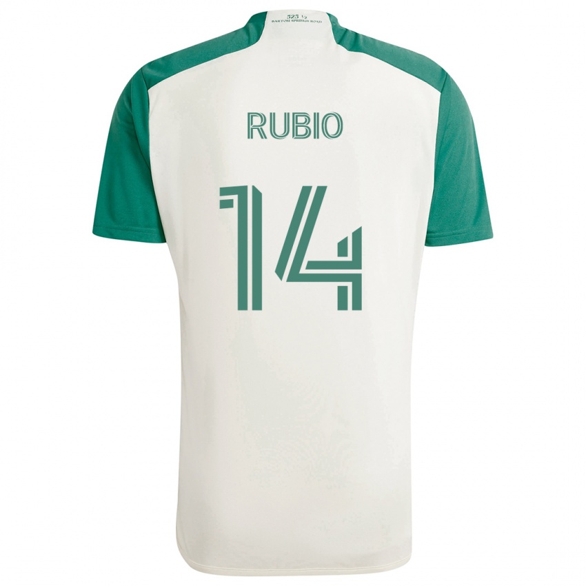 Børn Diego Rubio #14 Solbrune Farver Grøn Udebane Spillertrøjer 2024/25 Trøje T-Shirt