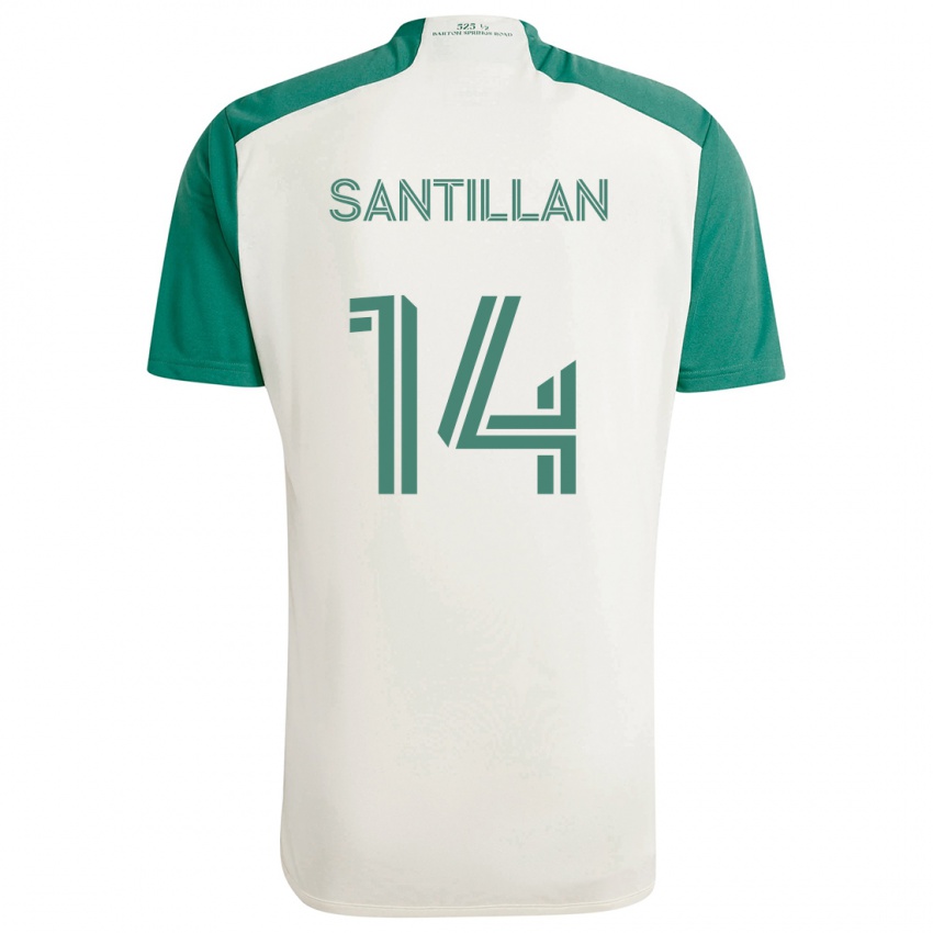 Børn Jonathan Santillan #14 Solbrune Farver Grøn Udebane Spillertrøjer 2024/25 Trøje T-Shirt