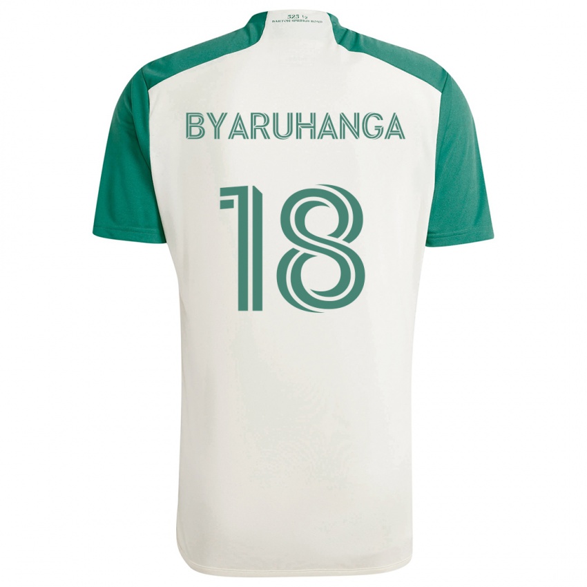 Børn Bobosi Byaruhanga #18 Solbrune Farver Grøn Udebane Spillertrøjer 2024/25 Trøje T-Shirt