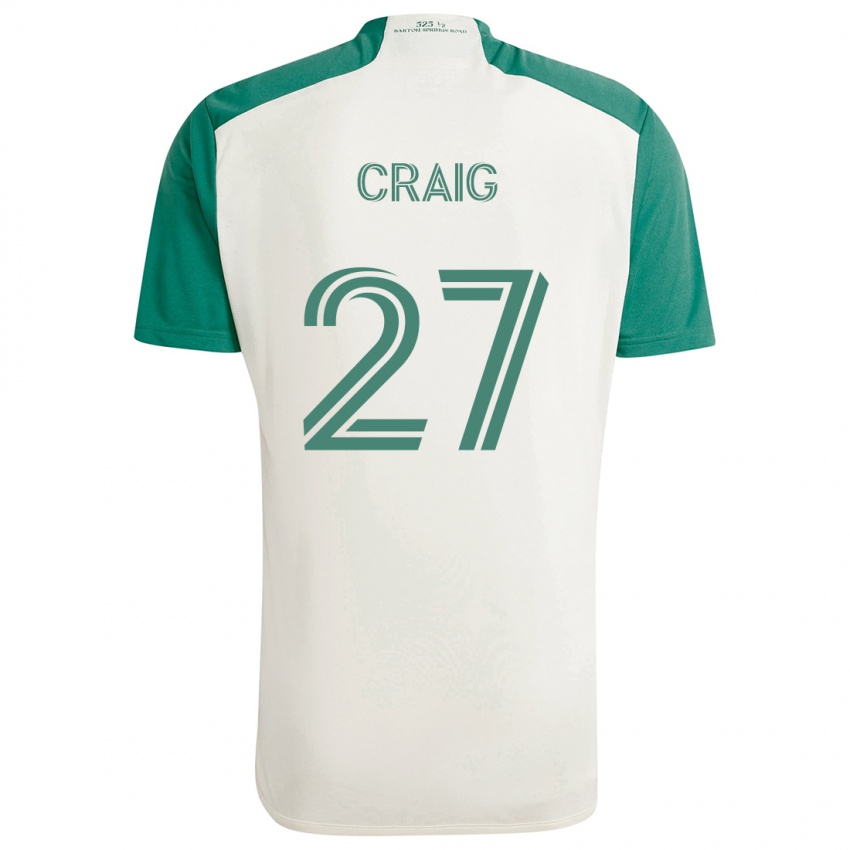 Børn Brandan Craig #27 Solbrune Farver Grøn Udebane Spillertrøjer 2024/25 Trøje T-Shirt