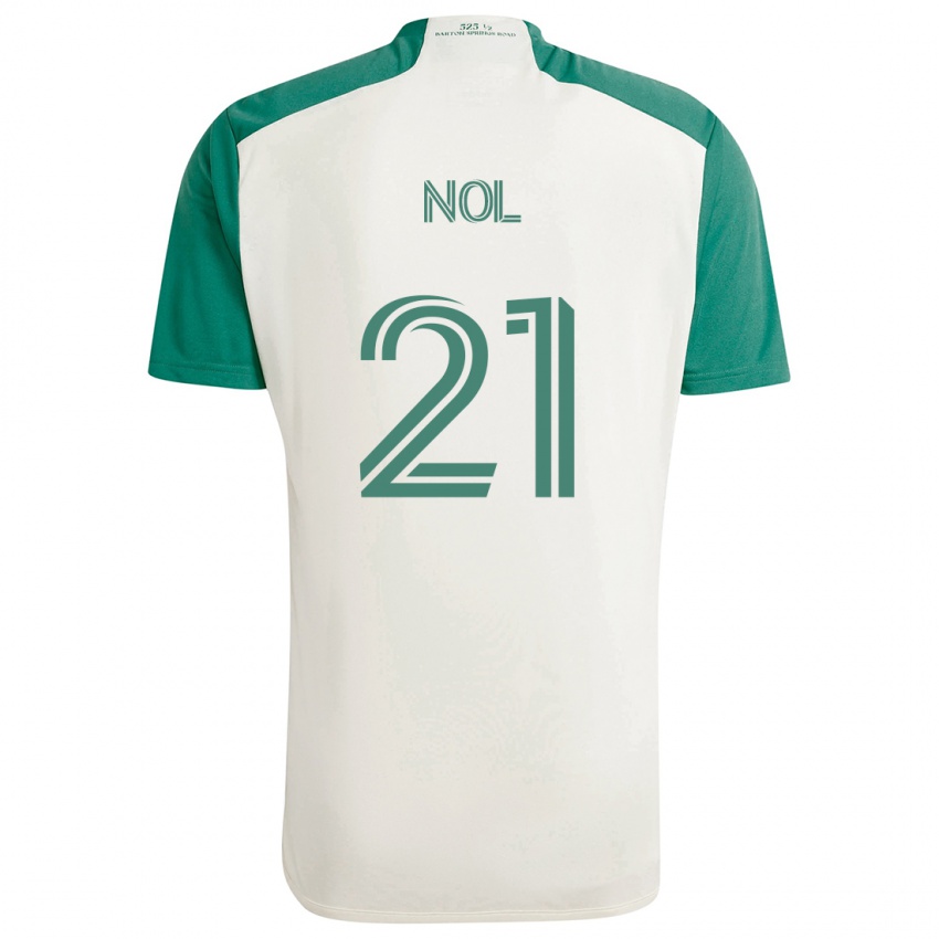 Børn Valentin Noël #21 Solbrune Farver Grøn Udebane Spillertrøjer 2024/25 Trøje T-Shirt