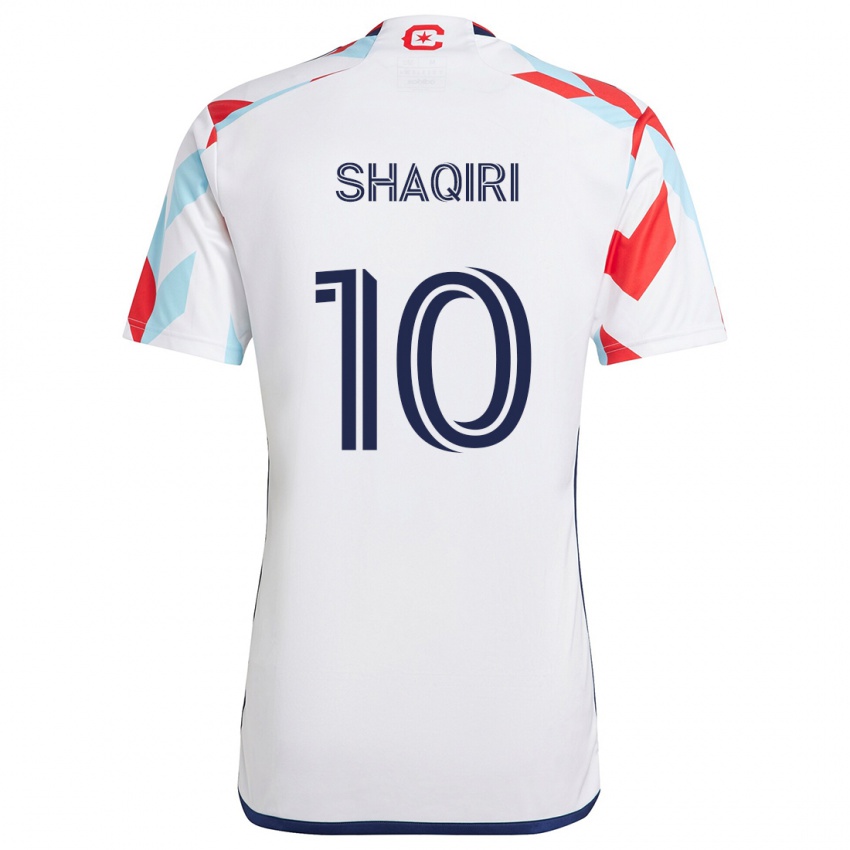 Børn Xherdan Shaqiri #10 Hvid Rød Blå Udebane Spillertrøjer 2024/25 Trøje T-Shirt