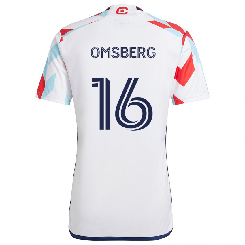 Børn Wyatt Omsberg #16 Hvid Rød Blå Udebane Spillertrøjer 2024/25 Trøje T-Shirt