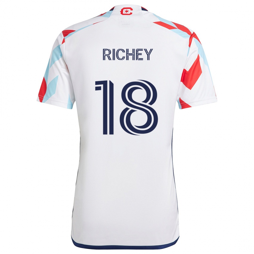 Børn Spencer Richey #18 Hvid Rød Blå Udebane Spillertrøjer 2024/25 Trøje T-Shirt