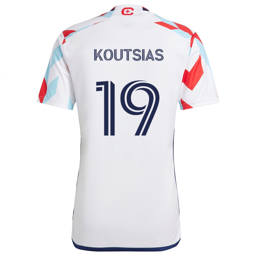 Børn Georgios Koutsias #19 Hvid Rød Blå Udebane Spillertrøjer 2024/25 Trøje T-Shirt