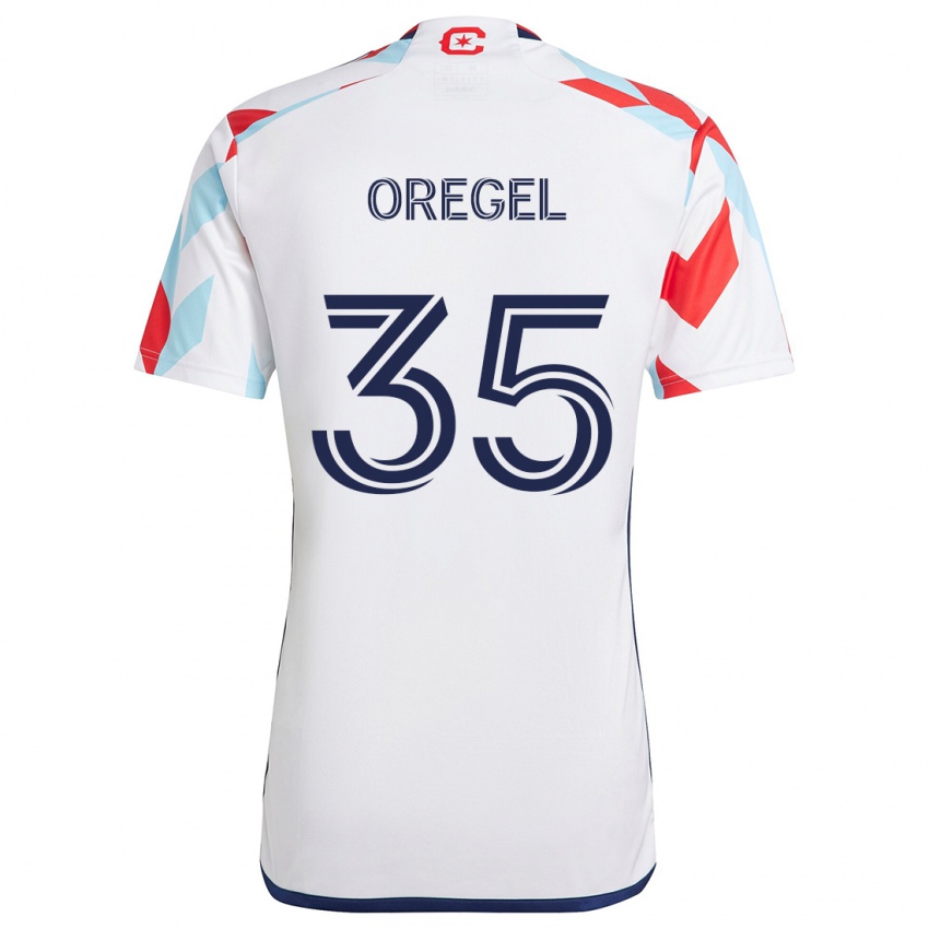 Børn Sergio Oregel #35 Hvid Rød Blå Udebane Spillertrøjer 2024/25 Trøje T-Shirt