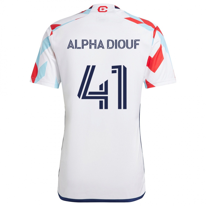 Børn Jean Alpha Diouf #41 Hvid Rød Blå Udebane Spillertrøjer 2024/25 Trøje T-Shirt