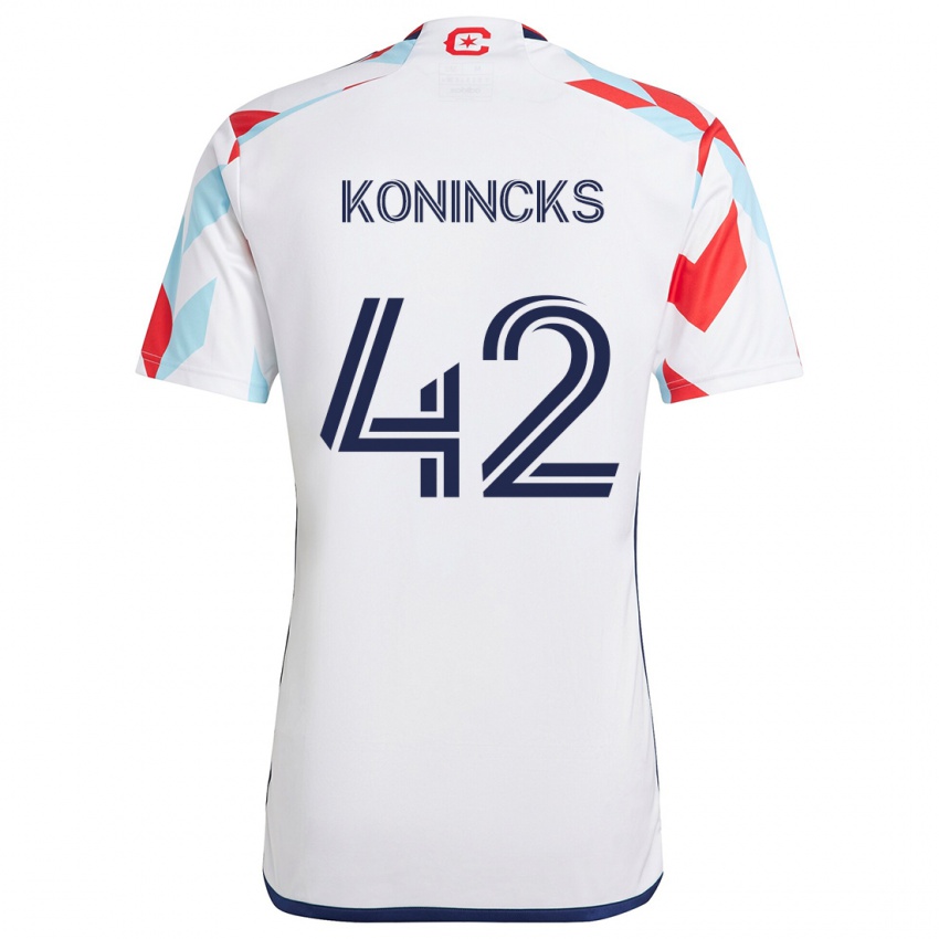 Børn Diego Konincks #42 Hvid Rød Blå Udebane Spillertrøjer 2024/25 Trøje T-Shirt