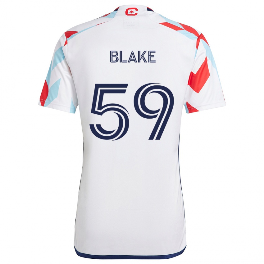 Børn Romain Blake #59 Hvid Rød Blå Udebane Spillertrøjer 2024/25 Trøje T-Shirt