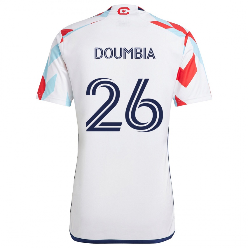 Børn Ousmane Doumbia #26 Hvid Rød Blå Udebane Spillertrøjer 2024/25 Trøje T-Shirt