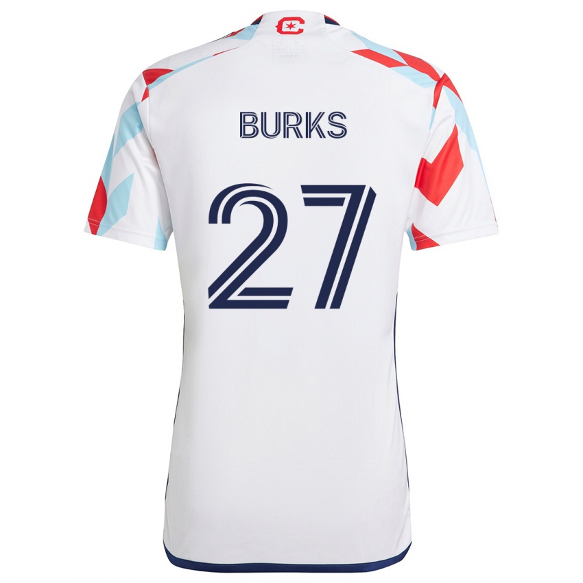 Børn Kendall Burks #27 Hvid Rød Blå Udebane Spillertrøjer 2024/25 Trøje T-Shirt