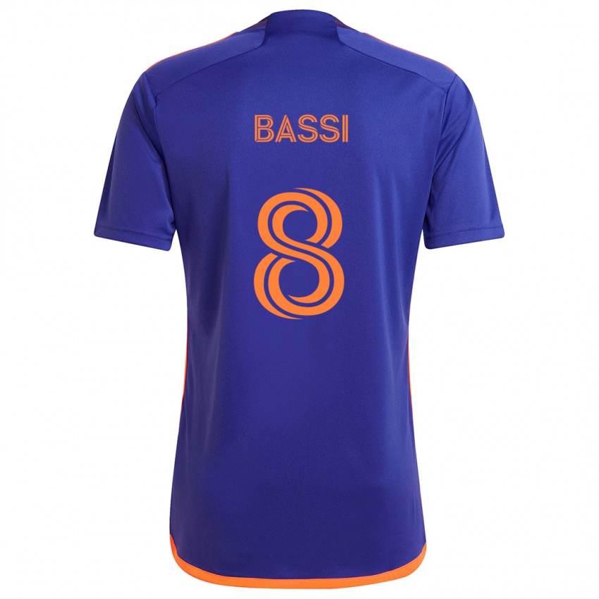 Børn Amine Bassi #8 Lilla Orange Udebane Spillertrøjer 2024/25 Trøje T-Shirt