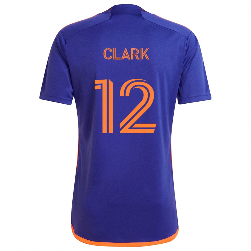 Børn Steve Clark #12 Lilla Orange Udebane Spillertrøjer 2024/25 Trøje T-Shirt