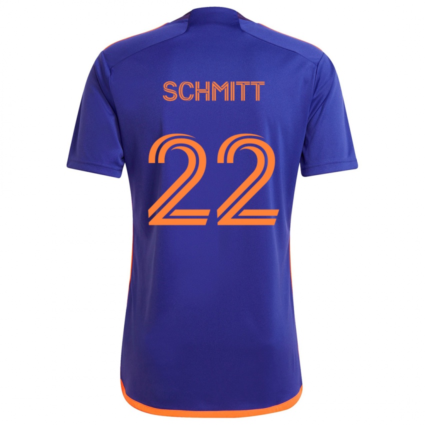 Børn Tate Schmitt #22 Lilla Orange Udebane Spillertrøjer 2024/25 Trøje T-Shirt