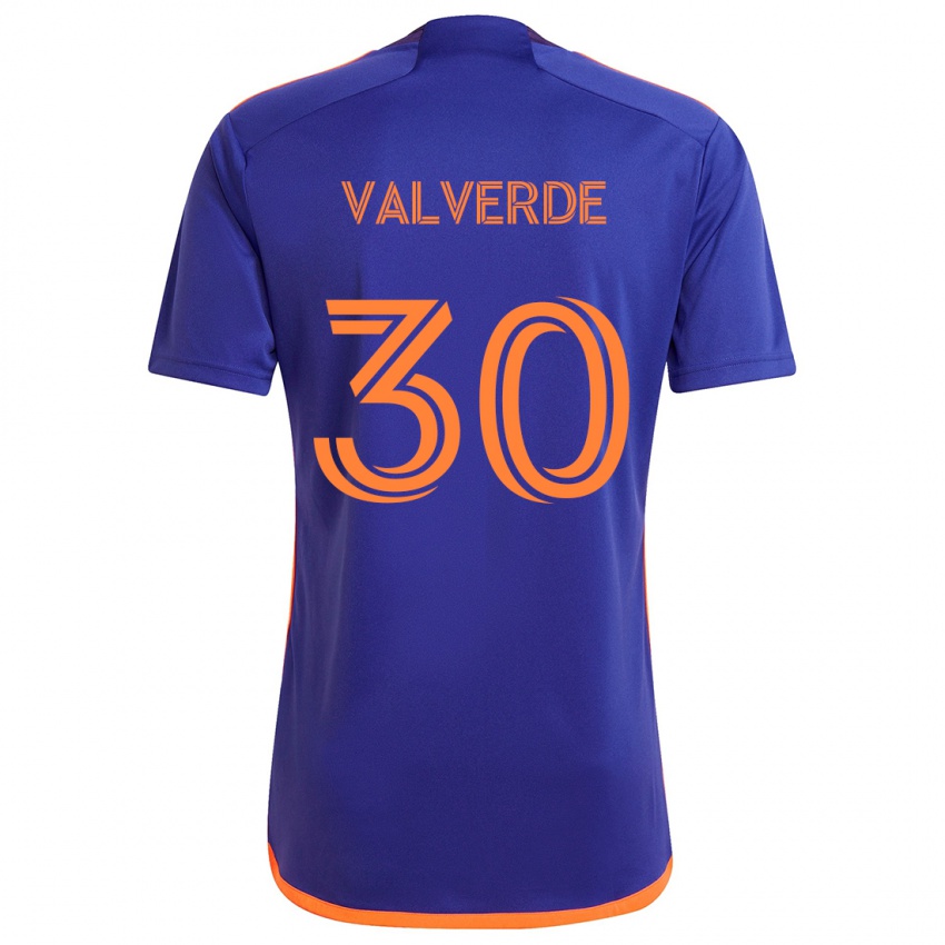 Børn Jefferson Valverde #30 Lilla Orange Udebane Spillertrøjer 2024/25 Trøje T-Shirt