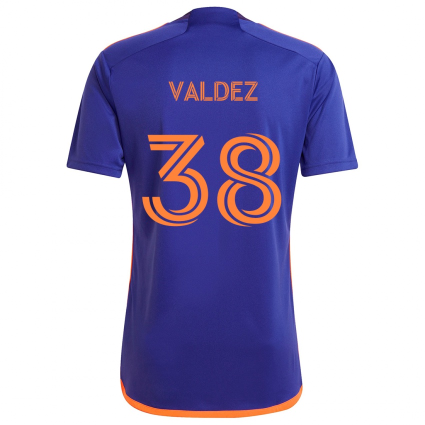 Børn Xavier Valdez #38 Lilla Orange Udebane Spillertrøjer 2024/25 Trøje T-Shirt