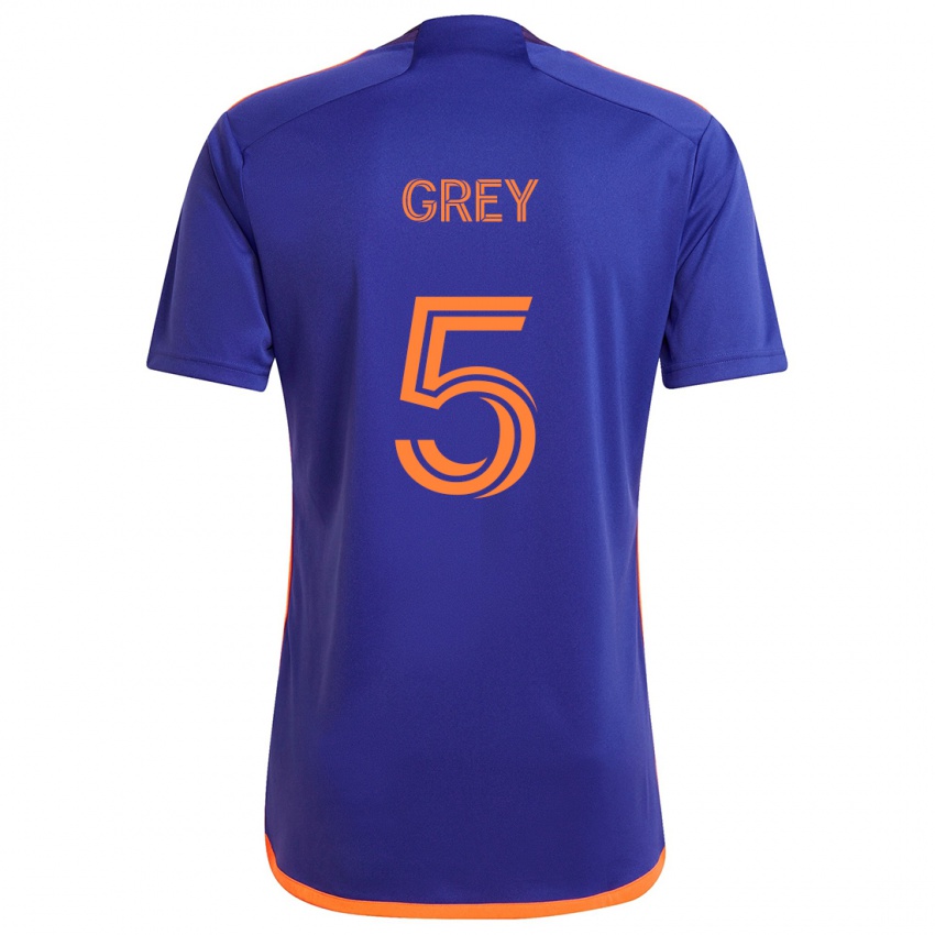 Børn Omar Grey #5 Lilla Orange Udebane Spillertrøjer 2024/25 Trøje T-Shirt