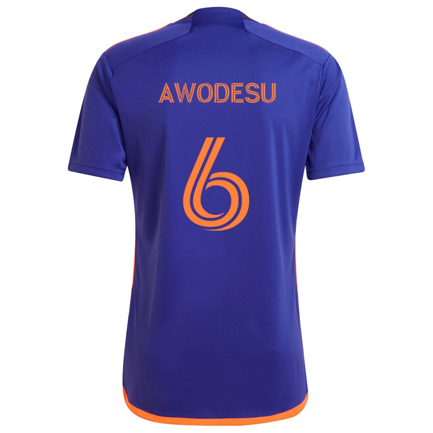 Børn Femi Awodesu #6 Lilla Orange Udebane Spillertrøjer 2024/25 Trøje T-Shirt