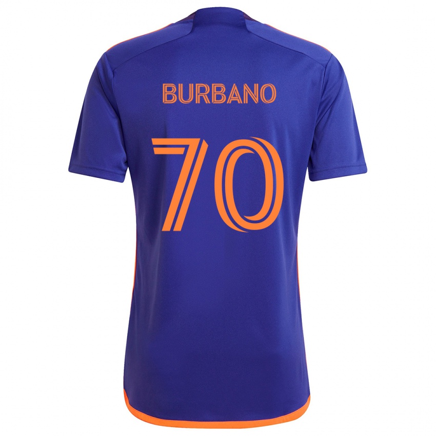 Børn Jordy Burbano #70 Lilla Orange Udebane Spillertrøjer 2024/25 Trøje T-Shirt