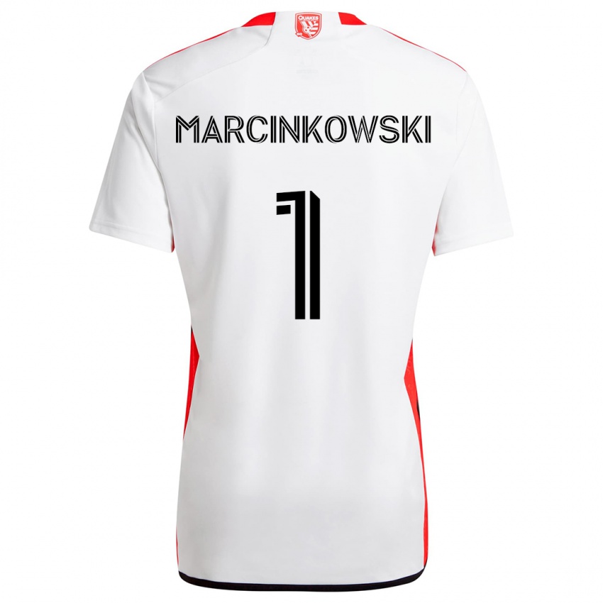 Børn Jt Marcinkowski #1 Hvid Rød Udebane Spillertrøjer 2024/25 Trøje T-Shirt