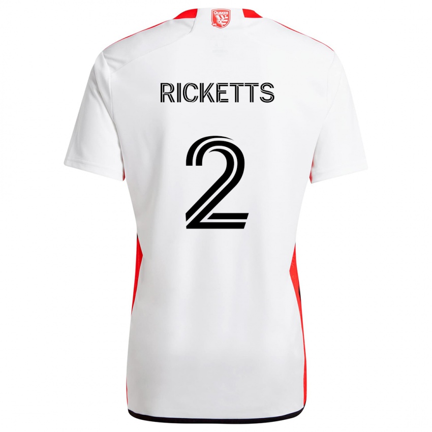 Børn Jamar Ricketts #2 Hvid Rød Udebane Spillertrøjer 2024/25 Trøje T-Shirt